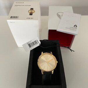 Nixon Kensington Leather Women's Watch w/ Gold Face